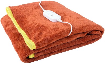 Sponty Home Solid Single Electric Blanket for  Heavy Winter(Poly Cotton, Rust)