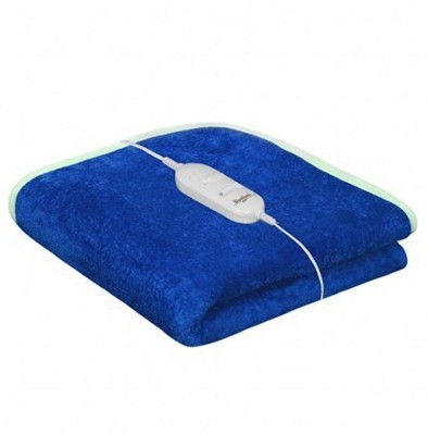 Sponty Home Solid Single Electric Blanket for  Heavy Winter(Poly Cotton, Blue)