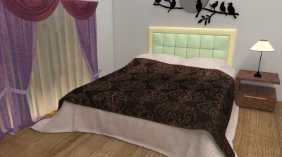 wear me Floral Double Mink Blanket for  Heavy Winter(Poly Cotton, Brown)