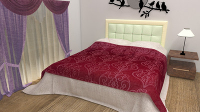 Oshano Self Design Double Mink Blanket for  Heavy Winter(Microfiber, Maroon)