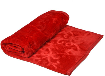 ginger blossom Floral Single Mink Blanket for  Mild Winter(Microfiber, Red)