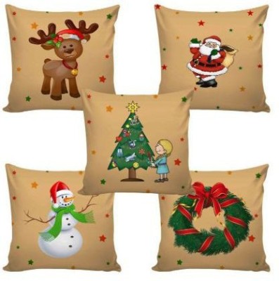 Indiancraft Polyester Cushions Cover(Pack of 5, 40 cm*40 cm, Multicolor)