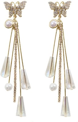 YELLOW CHIMES A5 Grade Crystal Hanging Butterfly Long earrings Crystal Alloy Drops & Danglers