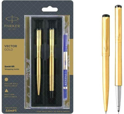 PARKER Gold GT Roller Ball+Ball Pen Pen Gift Set(Ink Color - Blue)