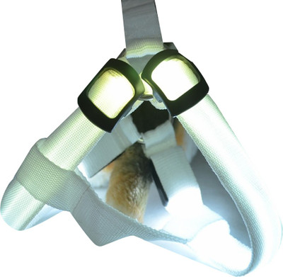 Futaba FUB2480PET Dog Reflective and LED Harness(Medium, white)