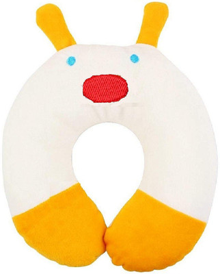 Lappu Microfibre Solid Travel Pillow Pack of 1(White/Yellow)