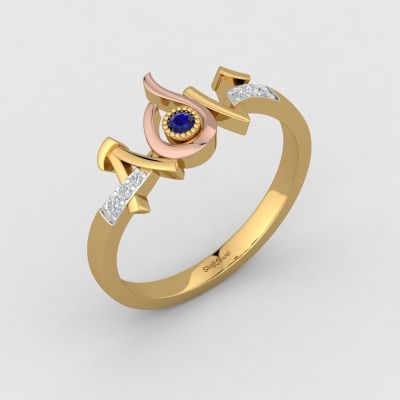 ShipJewel A & V Ring-18KT Gold-10 18kt Diamond, Sapphire Yellow Gold ring