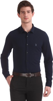 U.S. POLO ASSN. Men Solid Formal Blue Shirt