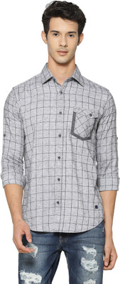 CAMPUS SUTRA Men Checkered Casual Grey Shirt