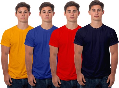 Boodbuck Solid Men Round Neck Multicolor T-Shirt