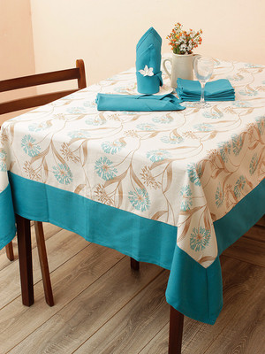 SOUMYA Blue Organic Cotton Table Linen Set(Pack of 7)