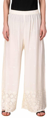 TNQ Regular Fit Women Cream Trousers