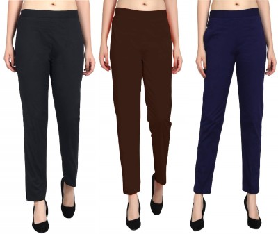 SriSaras Regular Fit, Relaxed Women Blue, Brown, Black Trousers