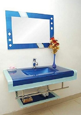 Arvind sanitary Led _Lip_counter_Blue_silver Wall Hung Basin(Blue & Silver Patch)