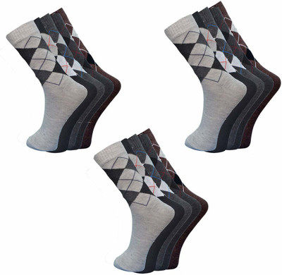 PinKit Men Argyle Mid-Calf/Crew(Pack of 15)