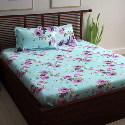 Story@home 120 TC Cotton Double Printed Bedsheet(Pack of 1, Blue)