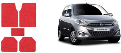 Autofetch Rubber Standard Mat For  Hyundai i10 Active(Red)