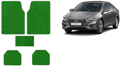 Autofetch Rubber Standard Mat For  Hyundai Fluidic Verna(Green)