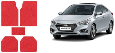Autofetch Rubber Standard Mat For  Hyundai Verna Fluidic(Red)