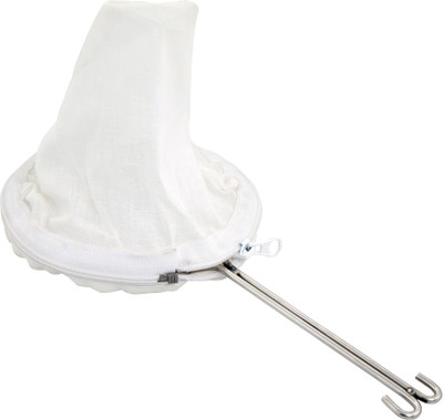 HAZEL Strainer Removable Cloth with Stainless Steel Handle, 25 cm Collapsible Strainer(Silver, White Pack of 1)