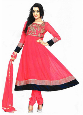 Reya Poly Georgette Embroidered Salwar Suit Material(Semi Stitched)