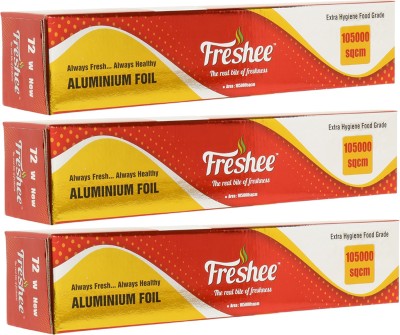 Freshee 105000sqcm Disposable Foil Roll for Baking Pack of 3 Thick Silver Foil for Food Aluminium Foil(Pack of 3, 10.5 m)