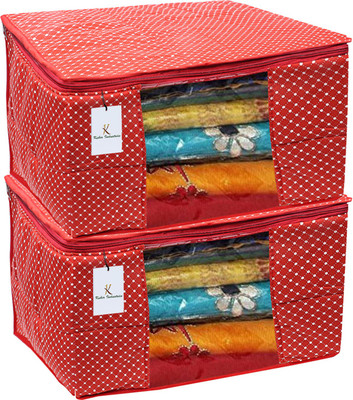 KUBER INDUSTRIES Polka Dots Cotton 2 Pieces Three Layer Quilted Extra Large Saree Cover (Red)-CTKTC13486 CTKTC013486(Red)