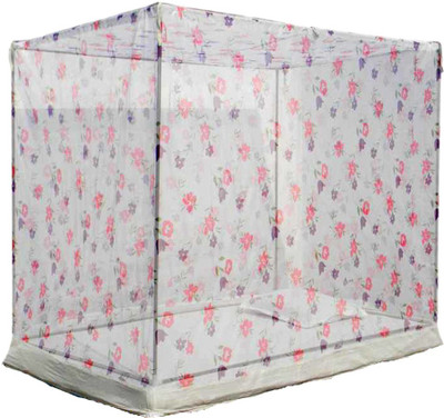 ANS Polyester Adults Washable 5x6.5ft QUEEN SIZE Bed Polycotton with cotton border on top and bottom Mosquito Net(Cream, Bed Box)