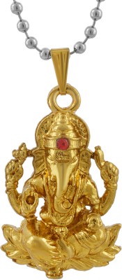 MissMister Gold plated Ganesh chain pendant Hindu temple Jewellery Men women Gold-plated Cubic Zirconia Brass Pendant