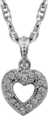 MissMister Silver Brass CZ studded heartshape Fashion pendant Men Women Silver Cubic Zirconia Brass Pendant