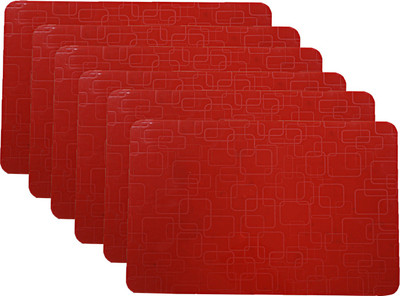KUBER INDUSTRIES Rectangular Pack of 6 Table Placemat(Red, PVC)