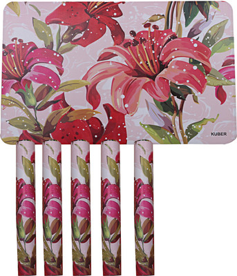 KUBER INDUSTRIES Rectangular Pack of 6 Table Placemat(Pink, PVC)