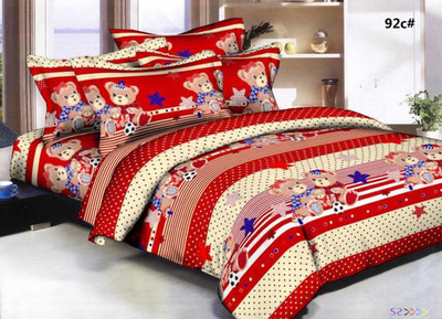 DRACO 104 TC Polycotton Double 3D Printed Flat Bedsheet(Pack of 1, Red)