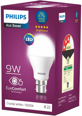 PHILIPS 9 W Basic Round B22 LED Bulb(White)