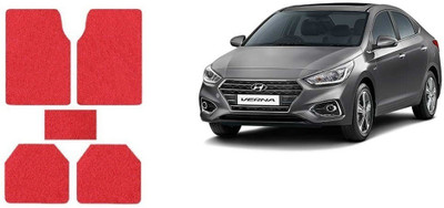 Autofetch Rubber Standard Mat For  Hyundai Fluidic Verna(Red)