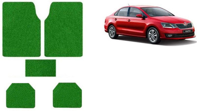 Autofetch Rubber Standard Mat For  Skoda Rapid(Green)