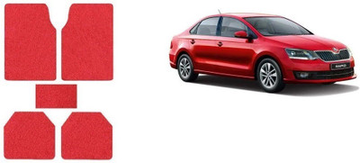 Autofetch Rubber Standard Mat For  Skoda Rapid(Red)