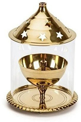 BOROSIL Brass Table Diya(Height: 4 inch)