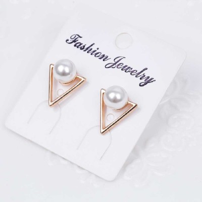 Oomph Gold Tone White Pearl Geometric Delicatemall Pearl, Mother of Pearl Stone, Alloy, Mother of Pearl, Zinc, Brass, Metal, Crystal Stud Earring