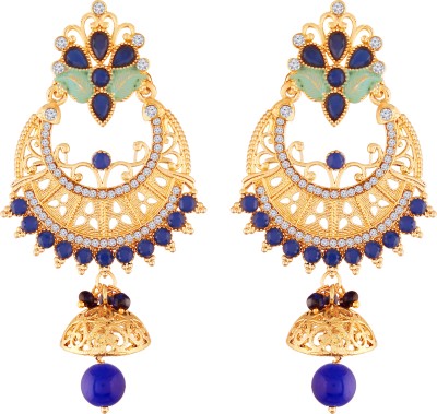 I Jewels Gold Plated Kundan Chandbali Earrings Cubic Zirconia Alloy Drops & Danglers