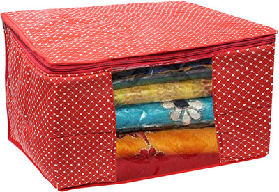 KUBER INDUSTRIES Polka Dots Cotton Three Layer Quilted Extra Large Saree Cover (Red)-CTKTC13485 CTKTC013485(Red)