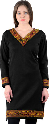Vastraa Fusion Women Embellished Straight Kurta(Black)