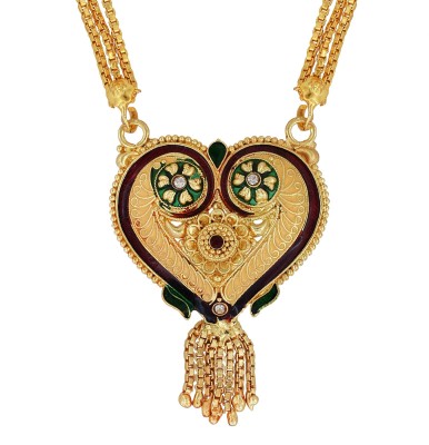 Dzinetrendz DzineTrendz Gold plated brass, Meenakari Heartshape design, Ethnic Handmade Mangalsutra Women Tradtional Brass Mangalsutra