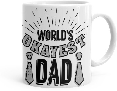 Kesri Gifts World's Okayest Dad Theme(kg-jan-13669P) Ceramic Coffee Mug(325 ml)