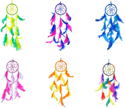 ARTBUG Small 3 Inch Dream Catchers Decorative Showpiece  -  20 cm(Feather, Steel, Multicolor)