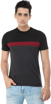 SLOWLORIS Striped Men Round Neck Dark Green T-Shirt
