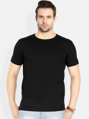 the hanger Solid Men Round Neck Black T-Shirt