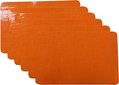 KUBER INDUSTRIES Rectangular Pack of 6 Table Placemat(Orange, PVC)