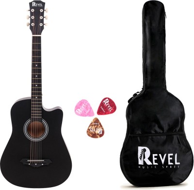 REVEL RVL-38C-LGP-BK Linden Wood Acoustic Guitar (Black)