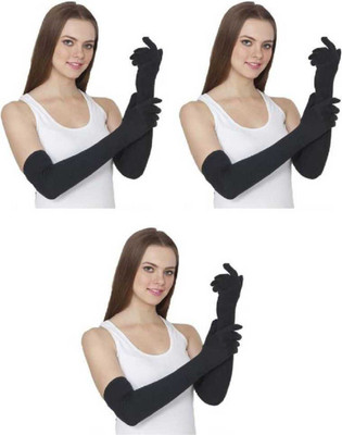 Mohan Retail Cotton Arm Sleeve For Women(Free, Black)